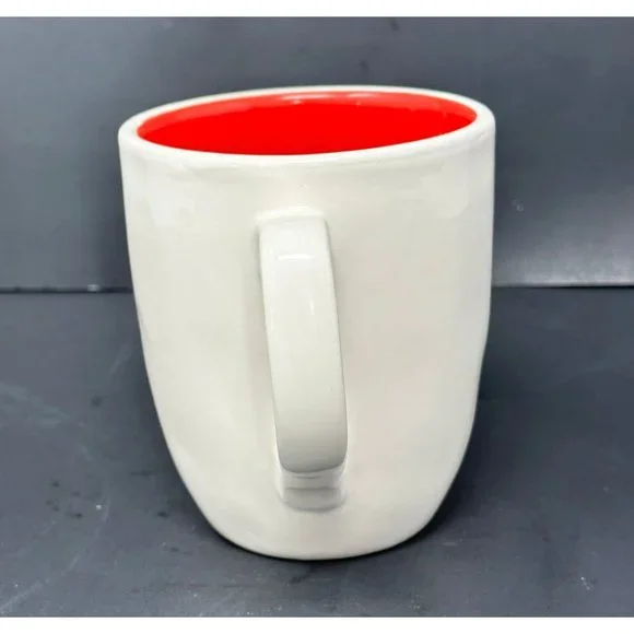 RAE DUNN JOY White Coffee Mug Typewriter Font Red Interior 20 oz Christmas - Picture 2 of 7